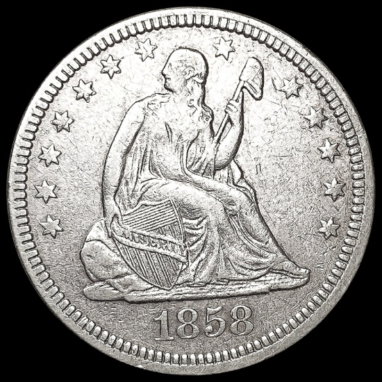 1858 Seated Liberty Quarter LIGHTLY CIRCULATED