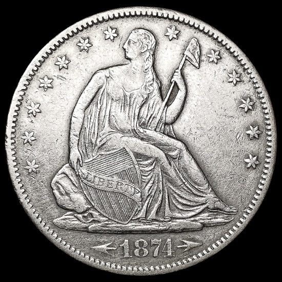 1874-S Arws Seated Liberty Half Dollar CLOSELY UNC
