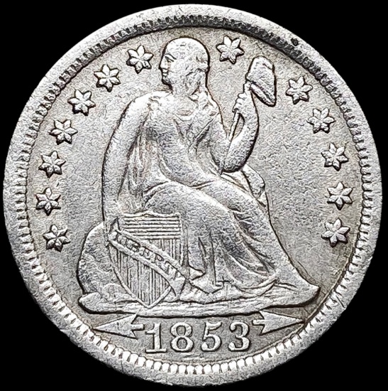 1853 Arws Seated Liberty Dime NEARLY UNCIRCULATED