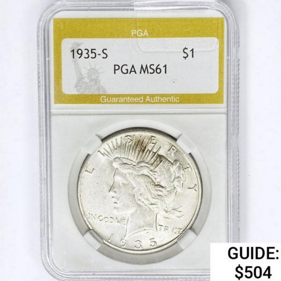 1935-S Silver Peace Dollar PGA MS61