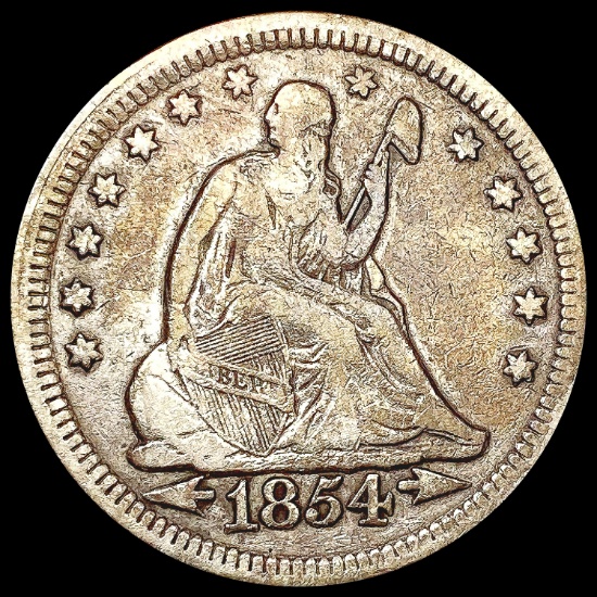 1854 Arws Seated Liberty Quarter NICELY CIRCULATED