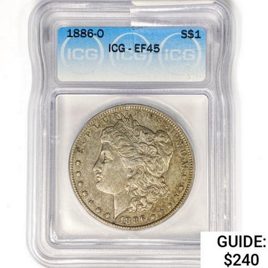 1886-O Morgan Silver Dollar ICG EF45