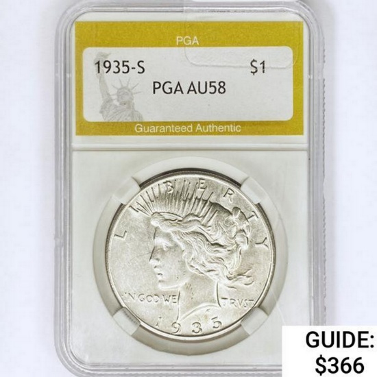 1935-S Silver Peace Dollar PGA AU58