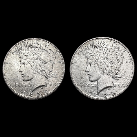 [2] 1925-S Peace Silver Dollars CLOSELY UNCIRCULAT