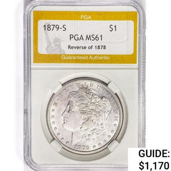 1879-S Morgan Silver Dollar PGA MS61 REV 78