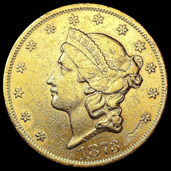 1873 Open 3 $20 Gold Double Eagle NEARLY UNCIRCULA