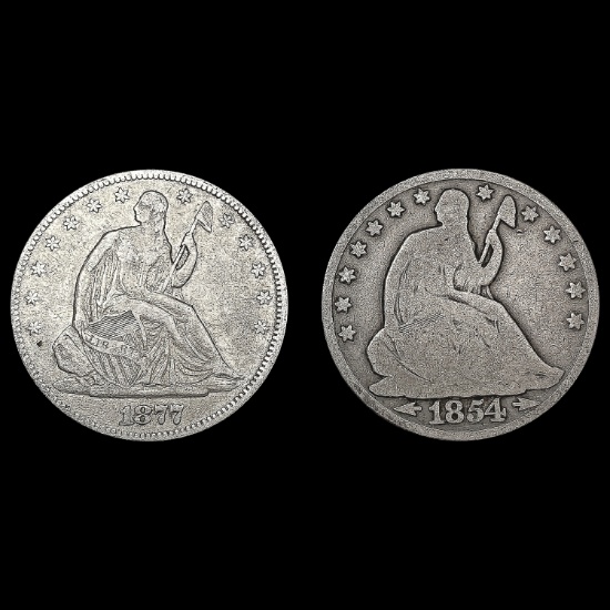 [2] Seated Lib Half Dollars [1854-O, 1877] NICELY