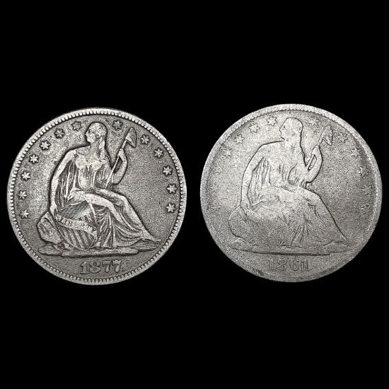 [2] Seated Lib Half Dollars [1861-O, 1877] NICELY