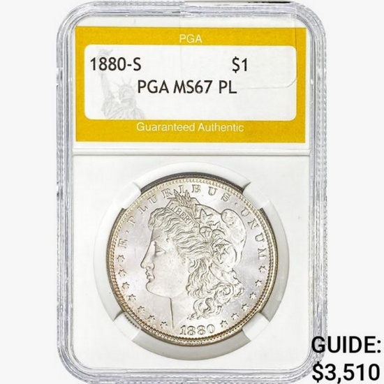1880-S Morgan Silver Dollar PGA MS67 PL