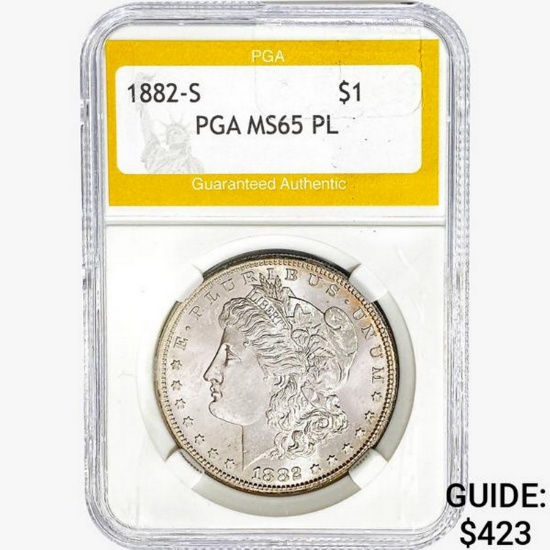 1882-S Morgan Silver Dollar PGA MS65 PL