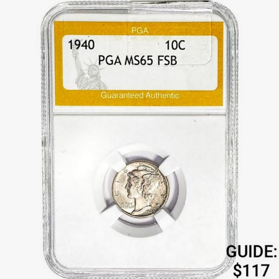 1940 Mercury Silver Dime PGA MS65 FSB