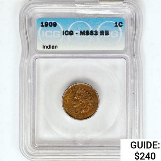 1909 Indian Head Cent ICG MS63 RB