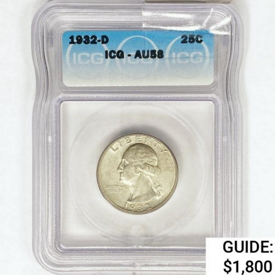 1932-D Washington Silver Quarter ICG AU58