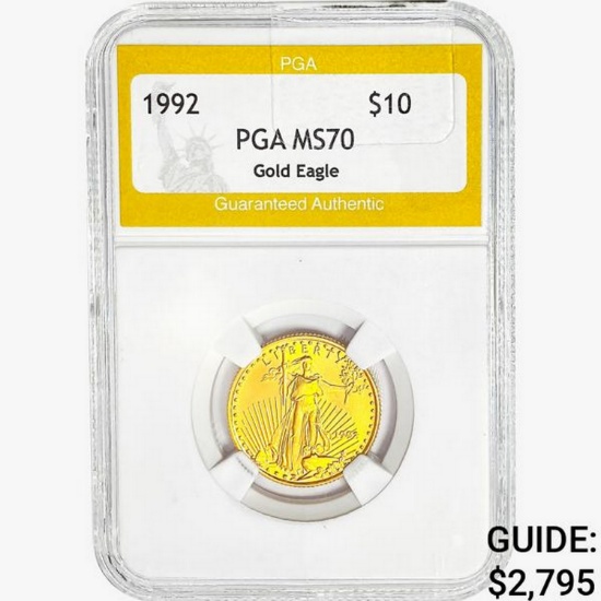 1992 $10 1/4oz. American Gold Eagle PGA MS70