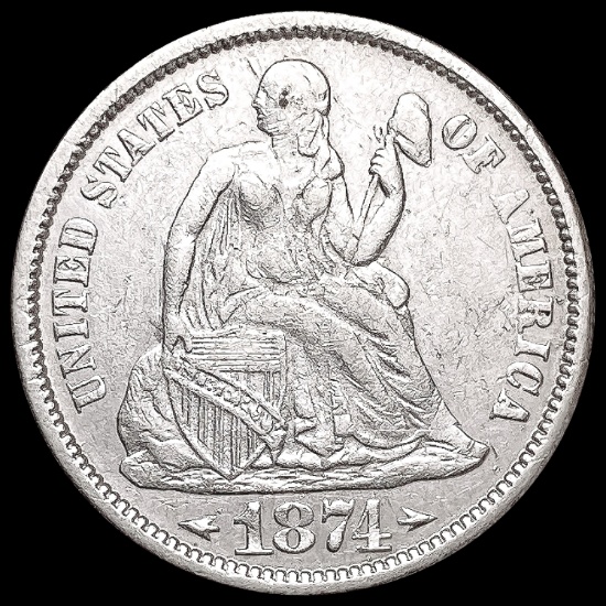 1874 Arws Seated Liberty Dime CLOSELY UNCIRCULATED