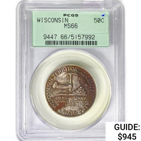 1936 Wisconsin Half Dollar PCGS MS66