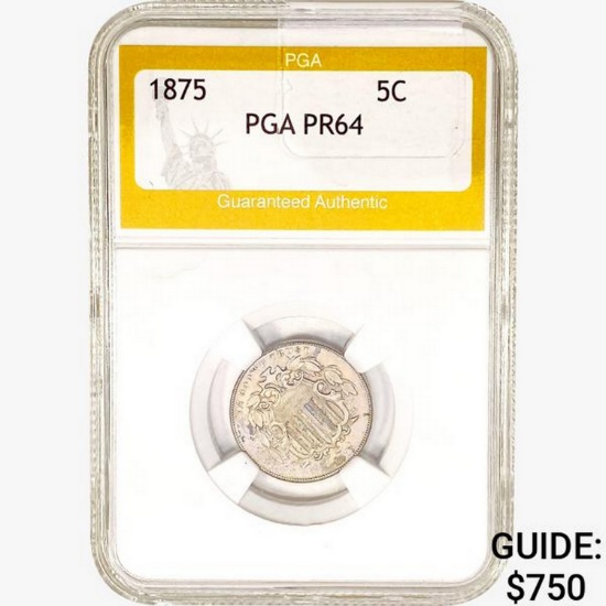 1875 Shield Nickel PGA PR64