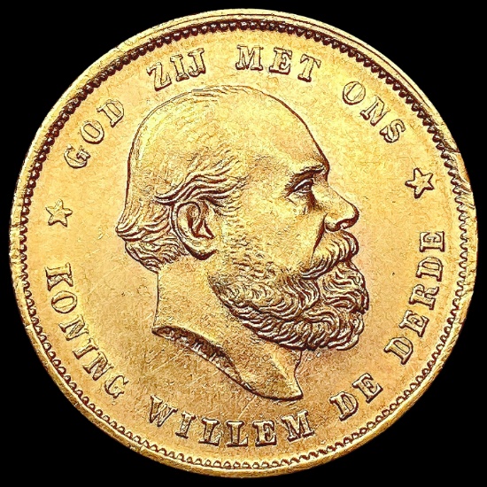 1877 Netherlands .1947oz Gold 10 Gulden UNCIRCULAT
