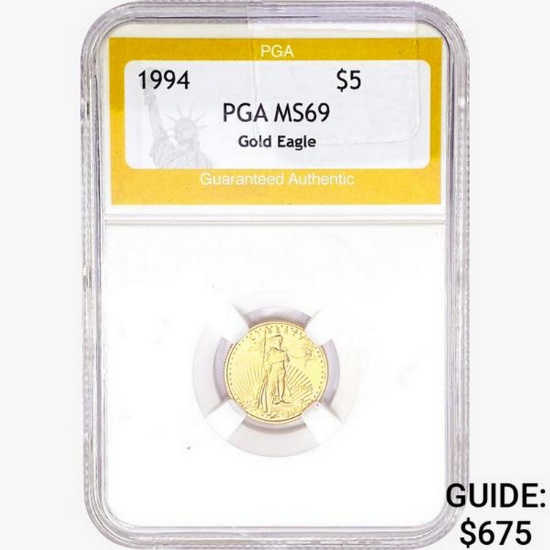 1994 $5 1/10oz. American Gold Eagle PGA MS69