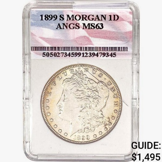 1899-S Morgan Silver Dollar ANGS MS63