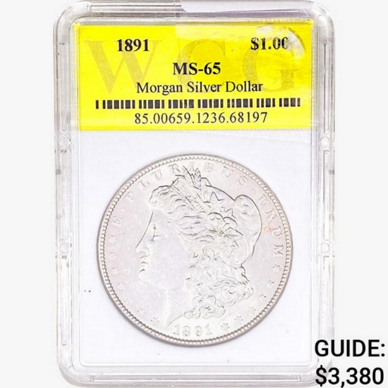 1891 Morgan Silver Dollar WCG MS65