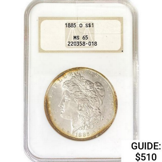 1885-O Morgan Silver Dollar NGC MS65