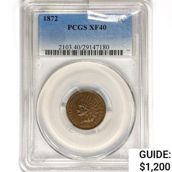1872 Indian Head Cent PCGS XF40