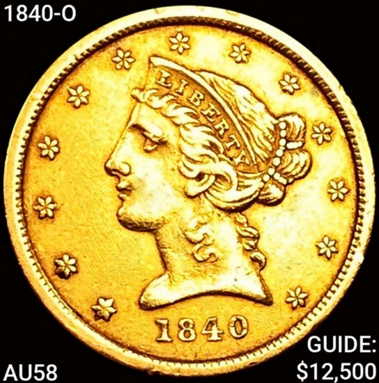1840-O $5 Gold Half Eagle CHOICE AU