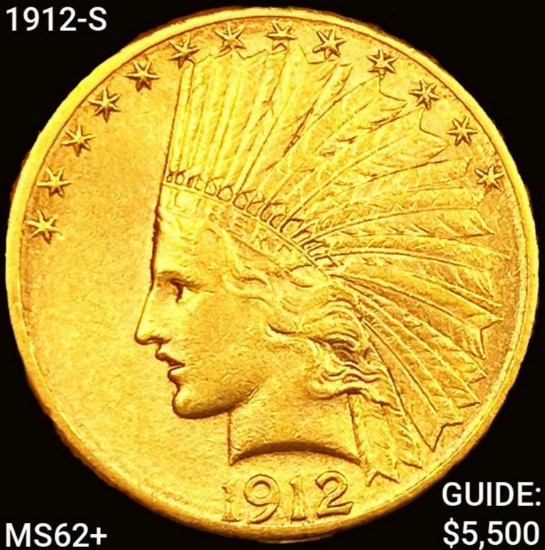 1912-S $10 Gold Eagle UNCIRCULATED +