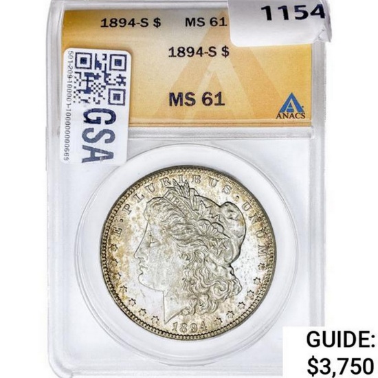 1894-S Morgan Silver Dollar ANACS MS61