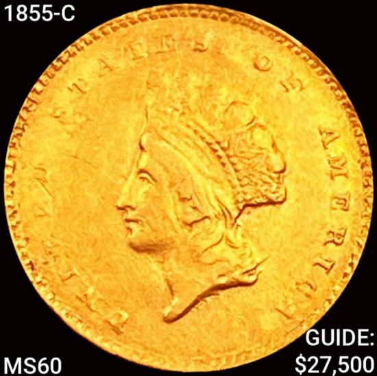 1855-C Rare Gold Dollar UNCIRCULATED