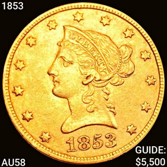 1853 $10 Gold Eagle CHOICE AU