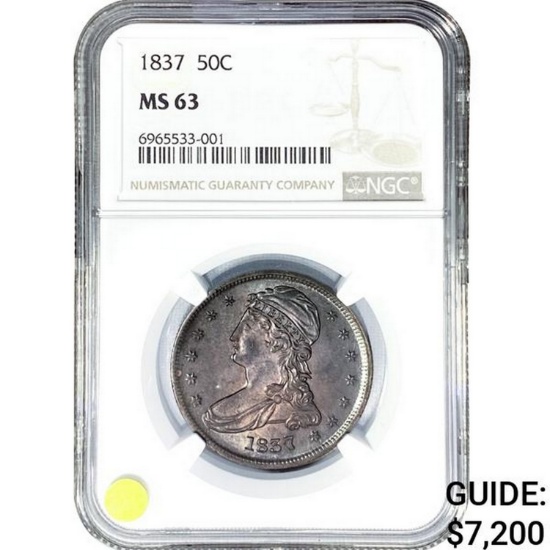 1837 Capped Bust Half Dollar NGC MS63