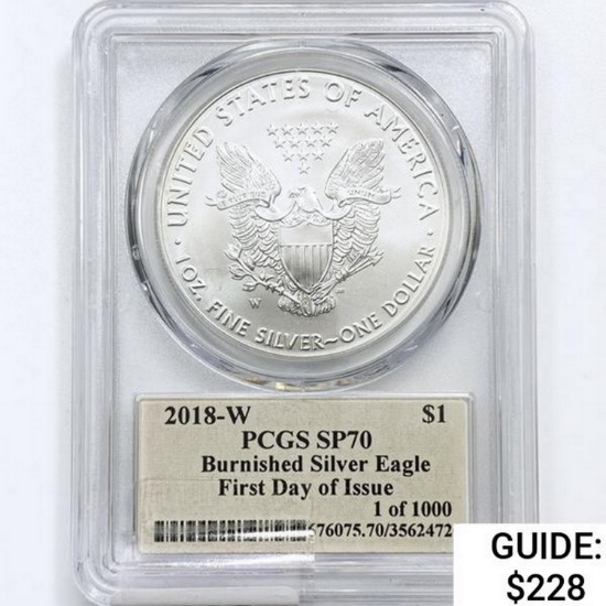 2018-W American Silver Eagle PCGS SP70 1st Issue