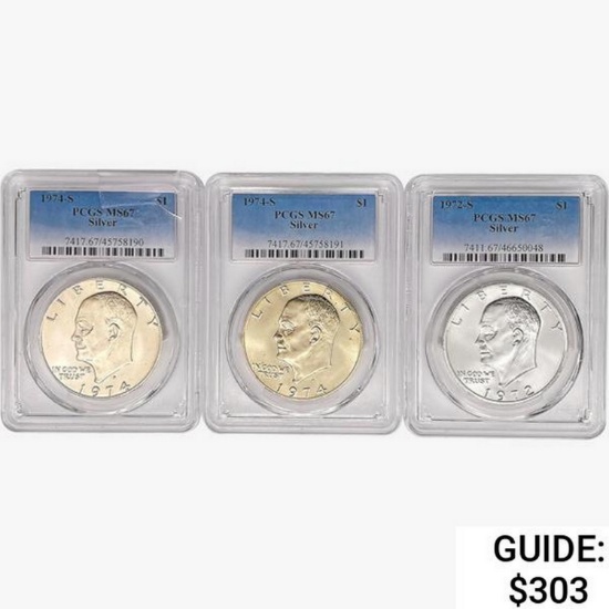 [3] 1972-1974 Eisenhower Silver Dollar PCGS MS67
