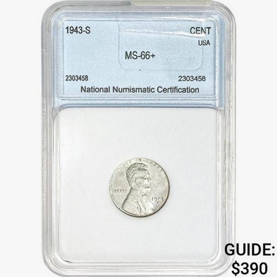 1943-S Wheat Cent NNC MS66+
