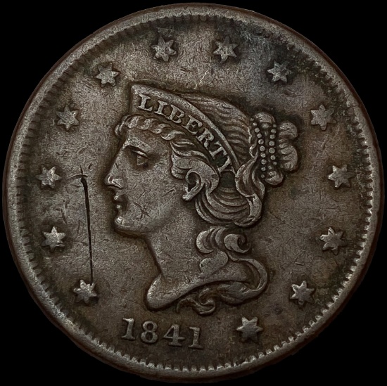 1841 Braided Hair Large Cent NEARLY UNCIRCULATED