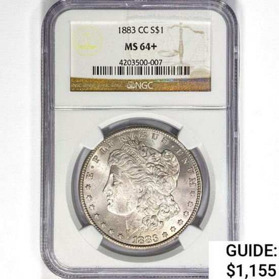 1883-CC Morgan Silver Dollar NGC MS64+