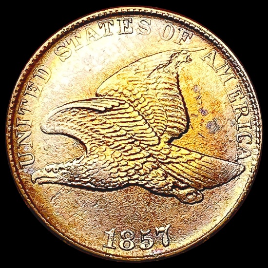 1857 Toned Flying Eagle Cent CHOICE AU