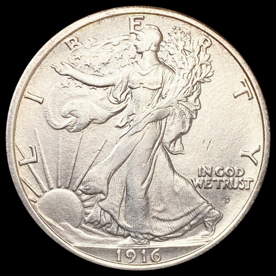1916-D Walking Liberty Half Dollar CLOSELY UNCIRCU