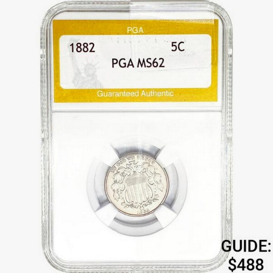 1882 Shield Nickel PGA MS62