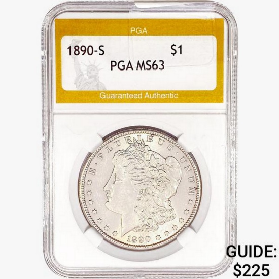 1890-S Morgan Silver Dollar PGA MS63