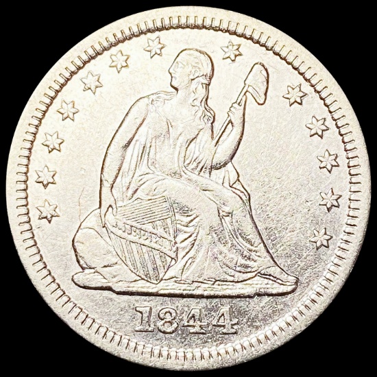 1844-O Seated Liberty Quarter NEARLY UNCIRCULATED