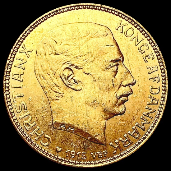 1915 Denmark .2592oz Gold 20 Kroner UNCIRCULATED