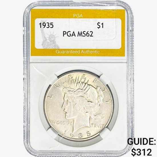 1935 Silver Peace Dollar PGA MS62