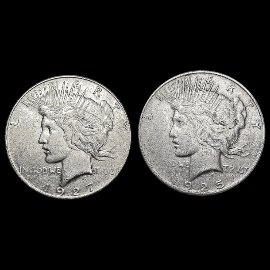 [2] Peace Silver Dollars [1925-S, 1927-S] CLOSELY