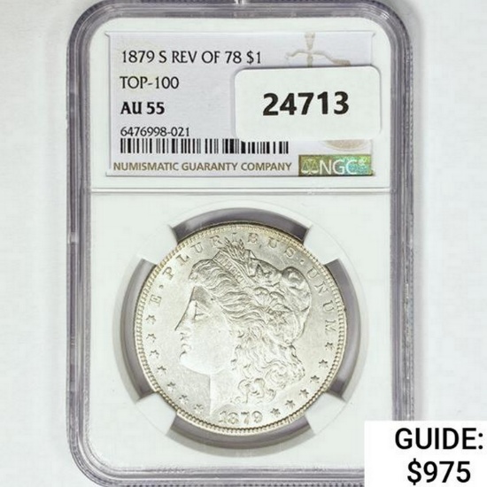 1879-S Rev 78 Morgan Silver Dollar NGC AU55