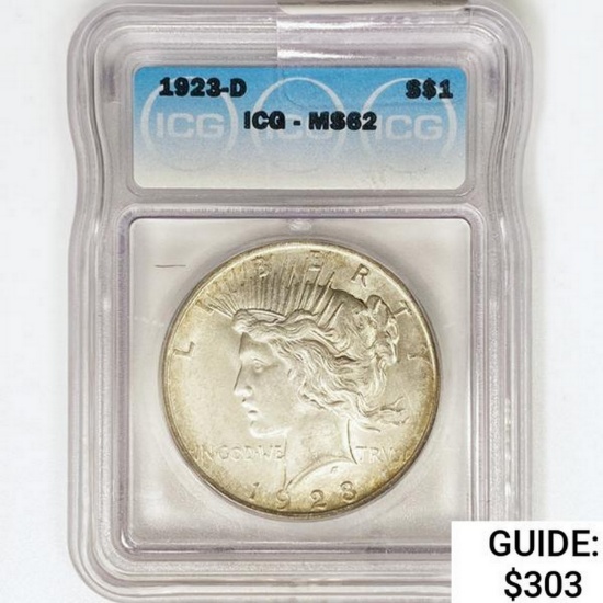 1923-D Silver Peace Dollar ICG MS62