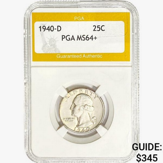 1940-D Washington Silver Quarter PGA MS64+