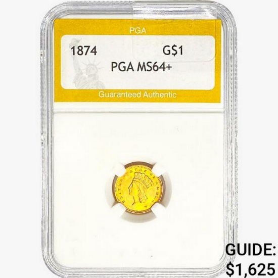 1874 Rare Gold Dollar PGA MS64+